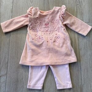Kenzo Kids Light Pink Long Sleeve dress with leggings